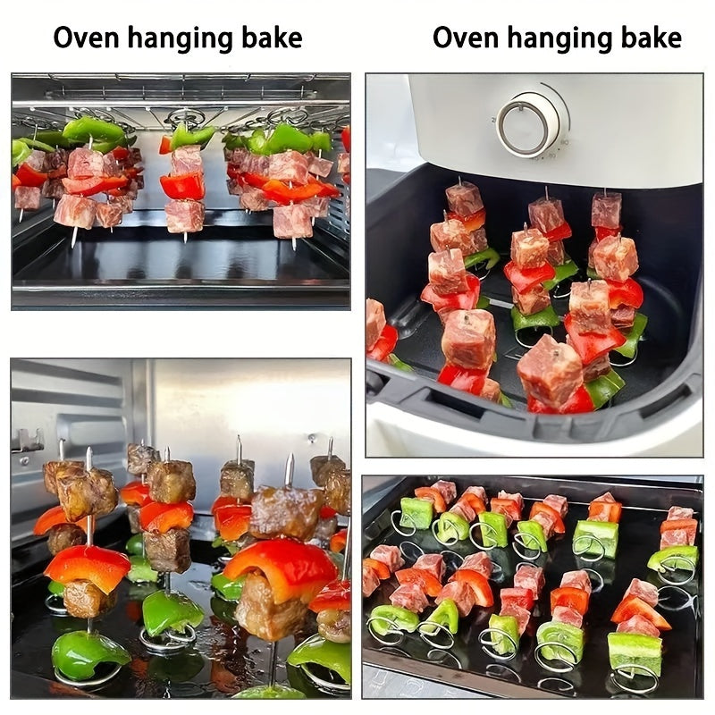 5+5 Free | CrispSpire™ | Air Fryer Skewers, stainless steel vertical skewers for even cooking