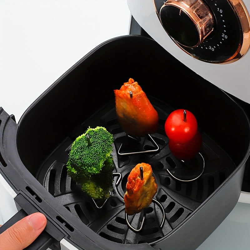 5+5 Free | CrispSpire™ | Air Fryer Skewers, stainless steel vertical skewers for even cooking