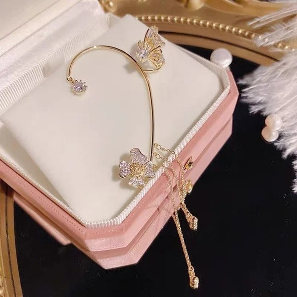 Aurelune™ — Butterfly & Flower Tassel Earrings