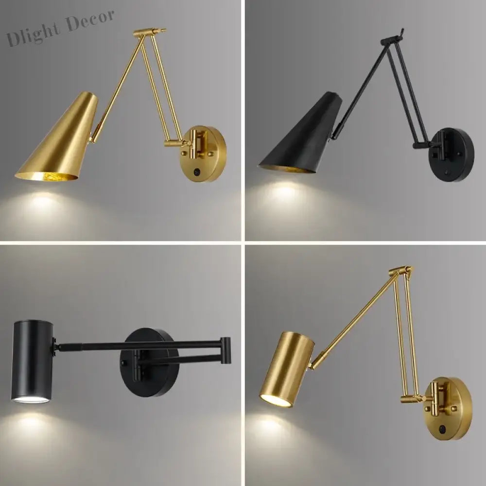 Modern Adjustable Wall Lamps - Swing Long Arm Design with Internal Wall Switch for Household Bedside Lighting, Enhance Your Decor with Stylish Sconce Lights