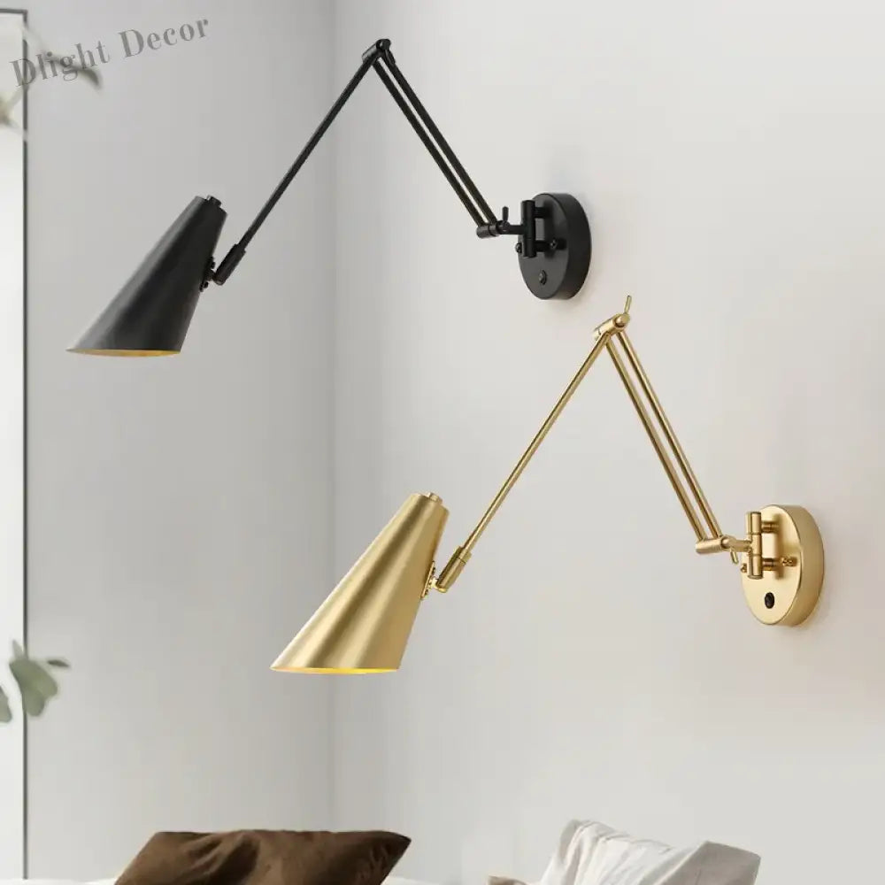 Modern Adjustable Wall Lamps - Swing Long Arm Design with Internal Wall Switch for Household Bedside Lighting, Enhance Your Decor with Stylish Sconce Lights