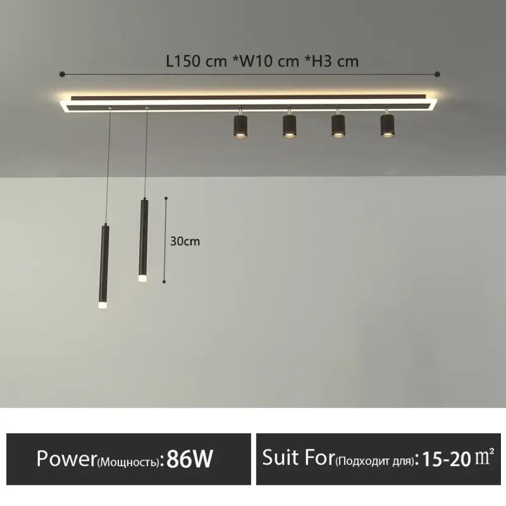 Nordic LED Ceiling Lamp - Modern Strip Design for Restaurants, Bars, Kitchen Islands, and Dining Rooms